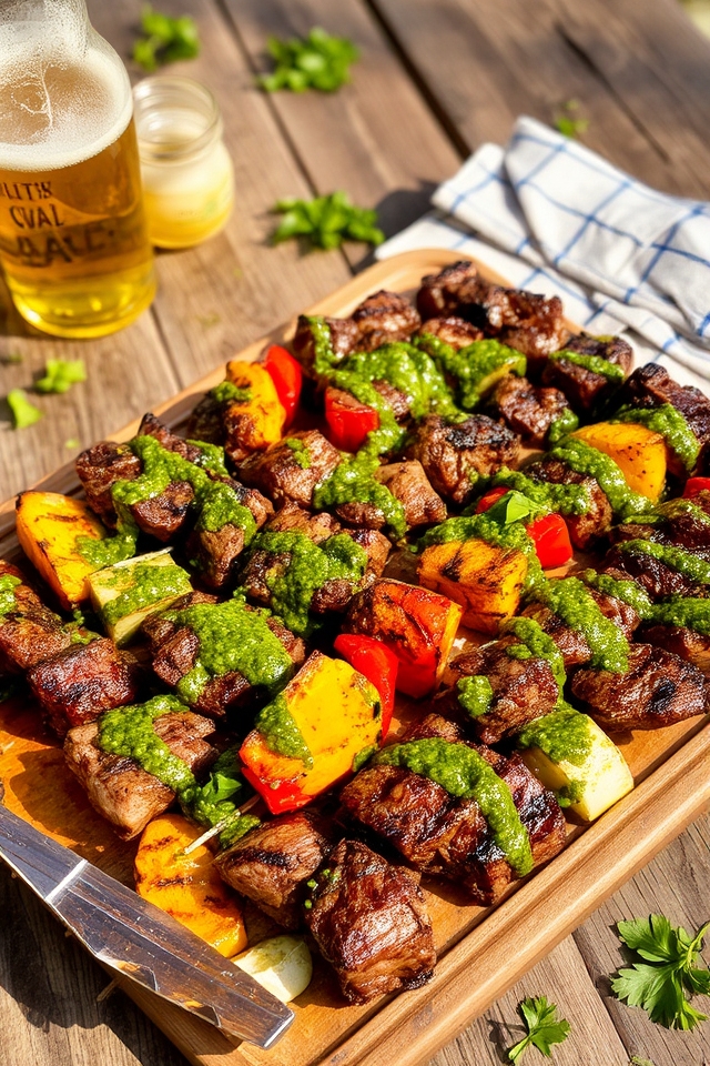 grilled beef kebabs chimichurri