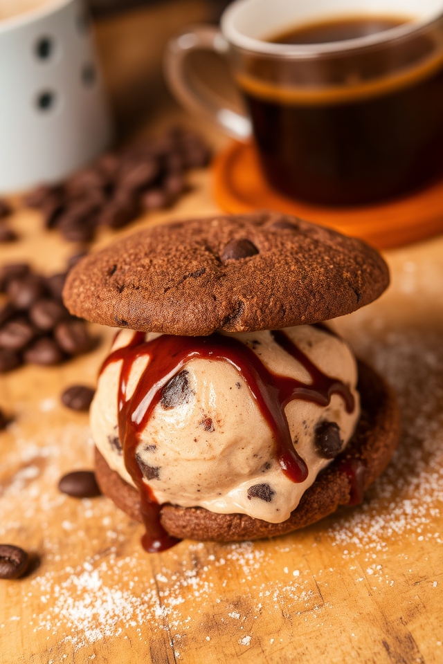 mocha coffee ice cream sandwich