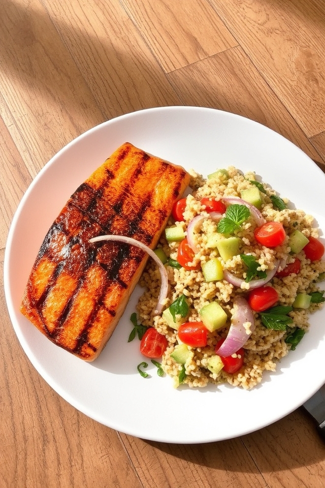 nutritious grilled salmon dinner