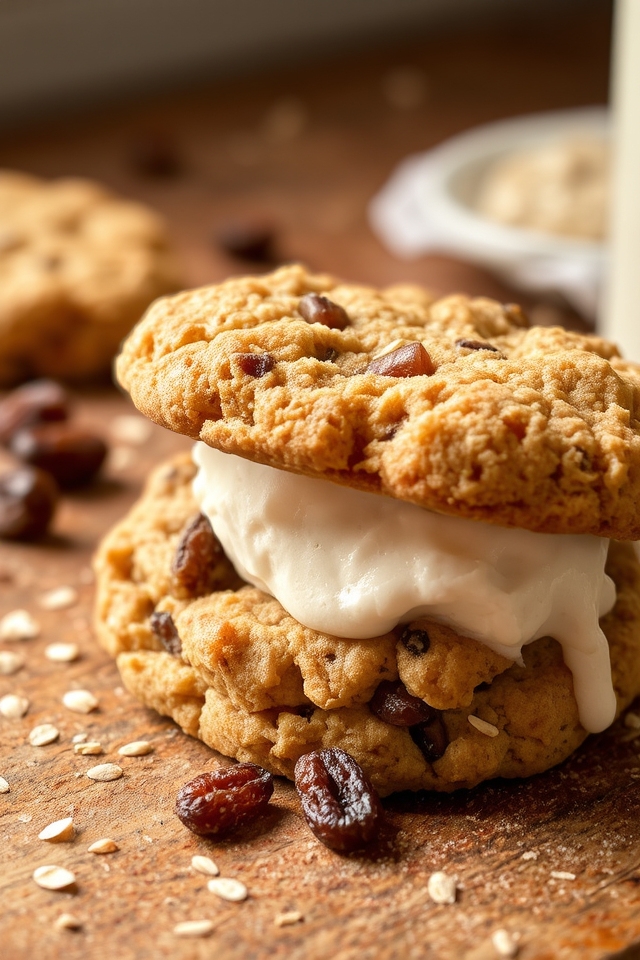 oatmeal raisin ice cream sandwiches