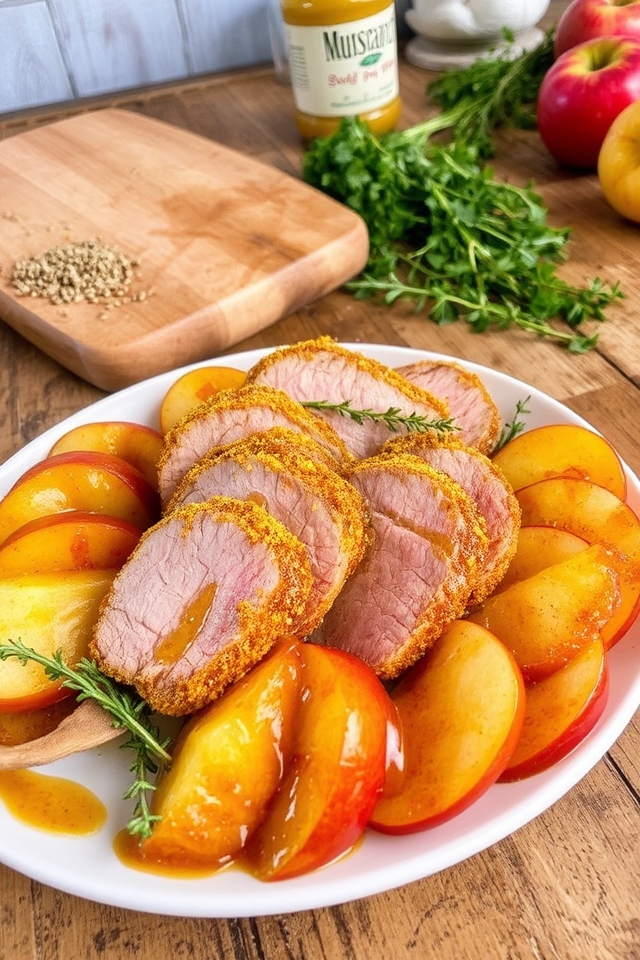 savory mustard coated pork