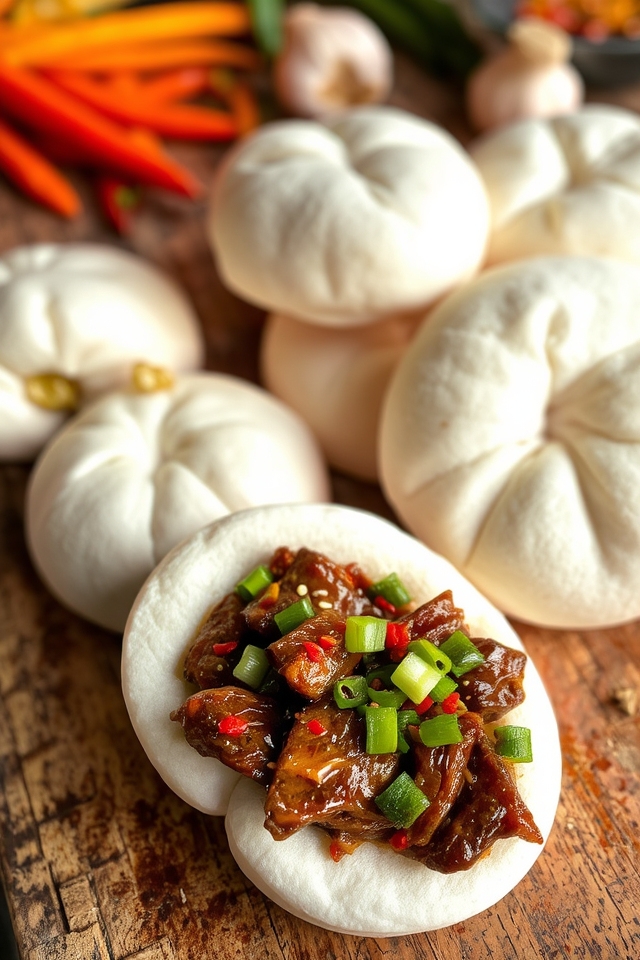 savory spicy beef bao