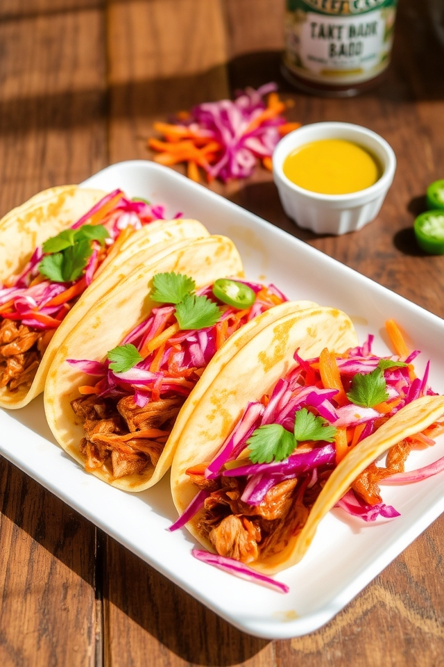 smoky mustard pork tacos
