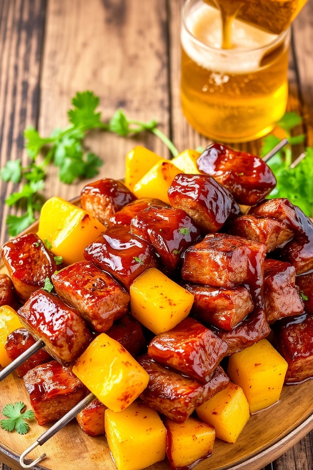 sweet savory beef skewers