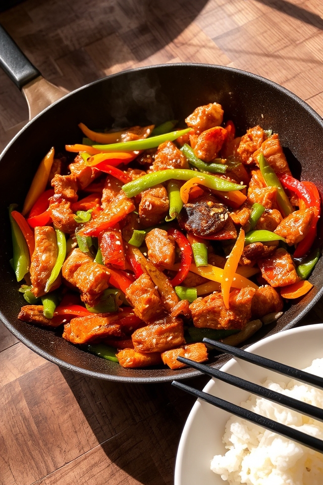 sweet spicy mustard stir fry