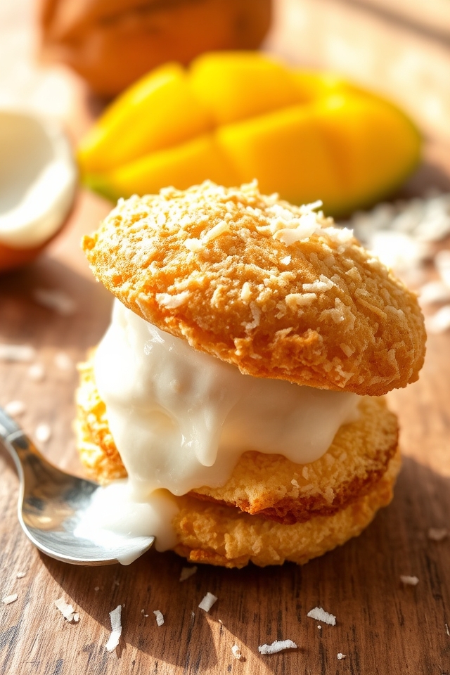 tropical coconut ice cream sandwiches