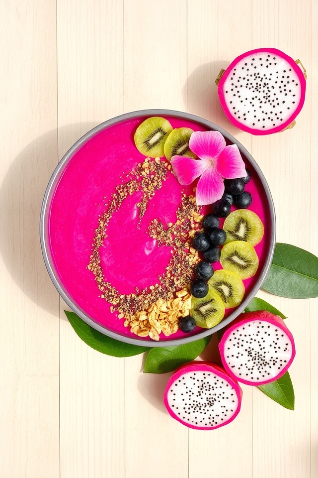 vibrant dragon fruit smoothie bowl