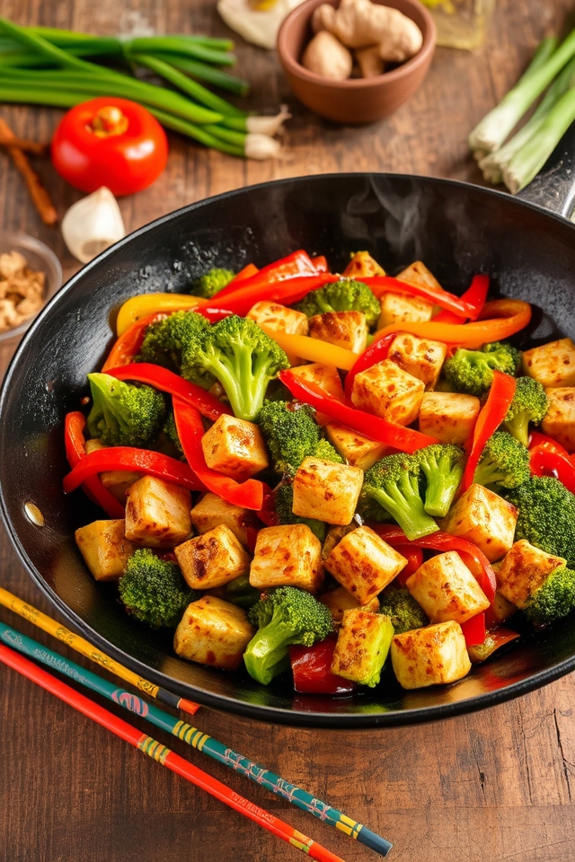 vibrant veggie tofu stir fry