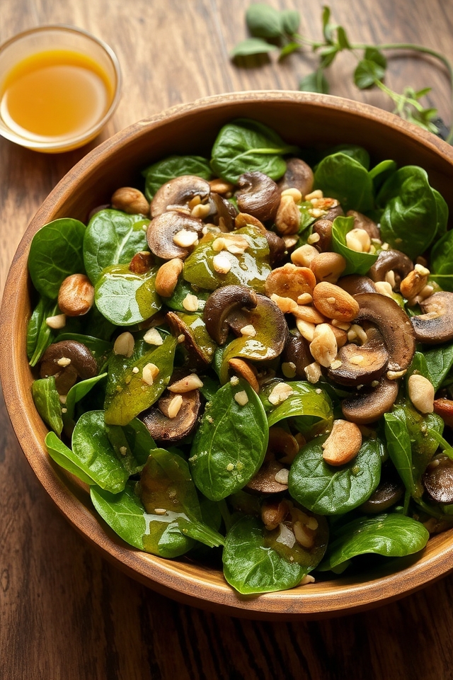 warm spinach mushroom salad