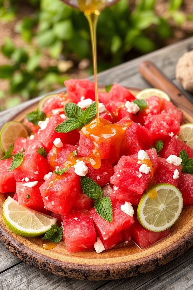 watermelon salad with drizzle