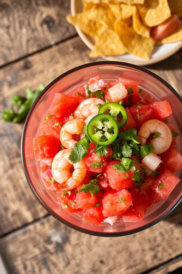 watermelon shrimp ceviche appetizer