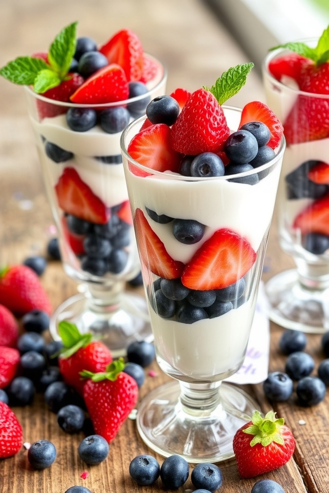 Red, White, and Blue Berry Parfait