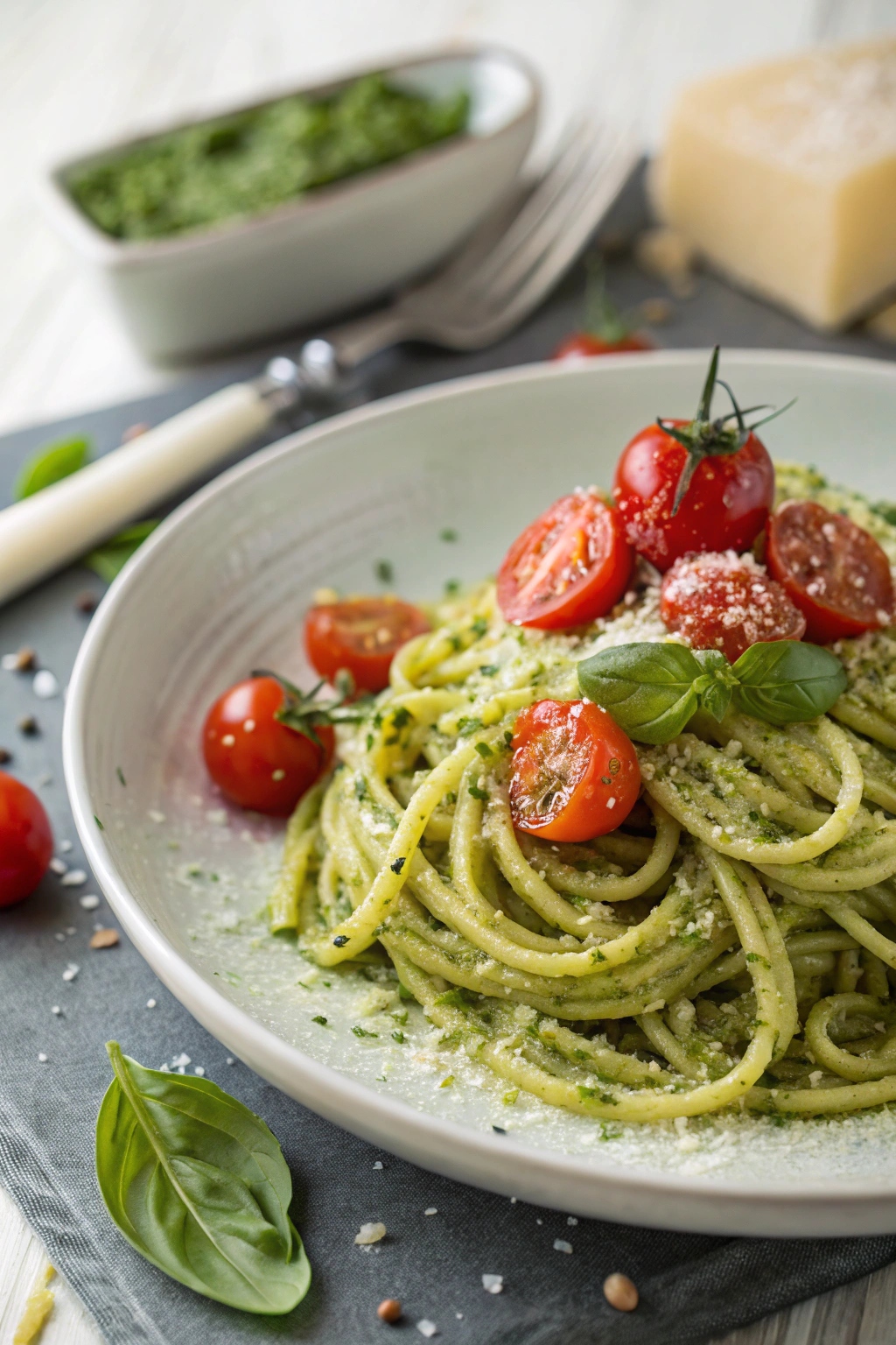 Pesto Pasta With Cherry Tomatoes